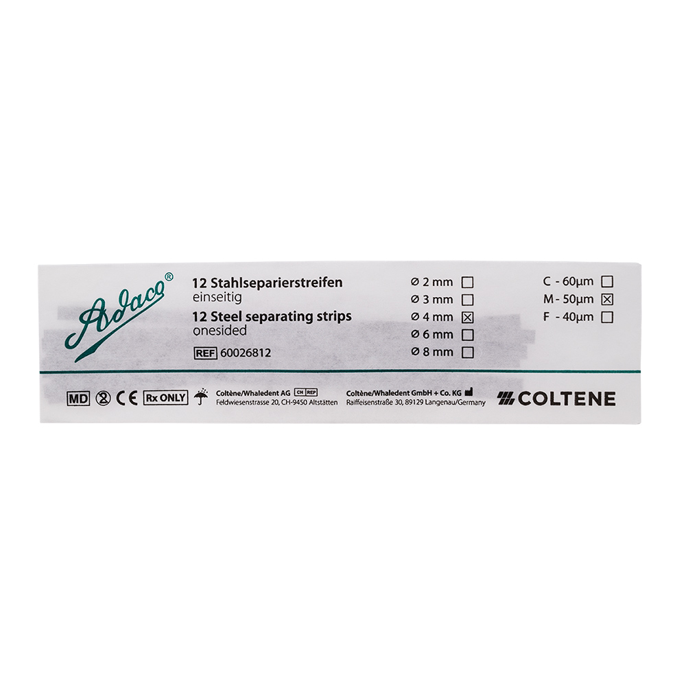 Adaco stålsepareringsstrimler ensidet 4 mm, 12 stk.