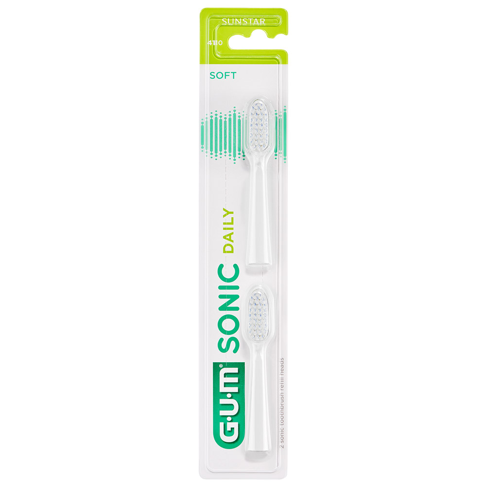 Gum SONIC Daily erstatningsbørste hvid, 2 stk.
