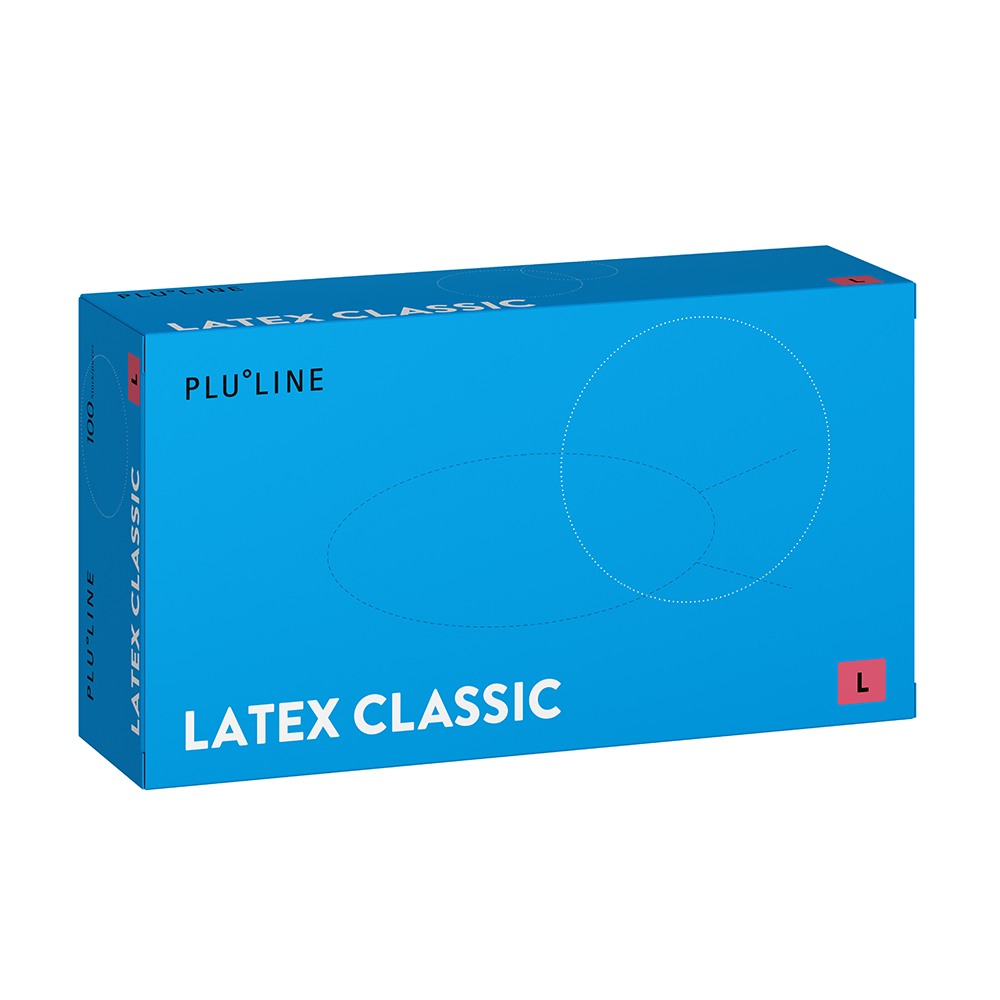 PLULINE Latex Classic handsker str. L, 100 stk.