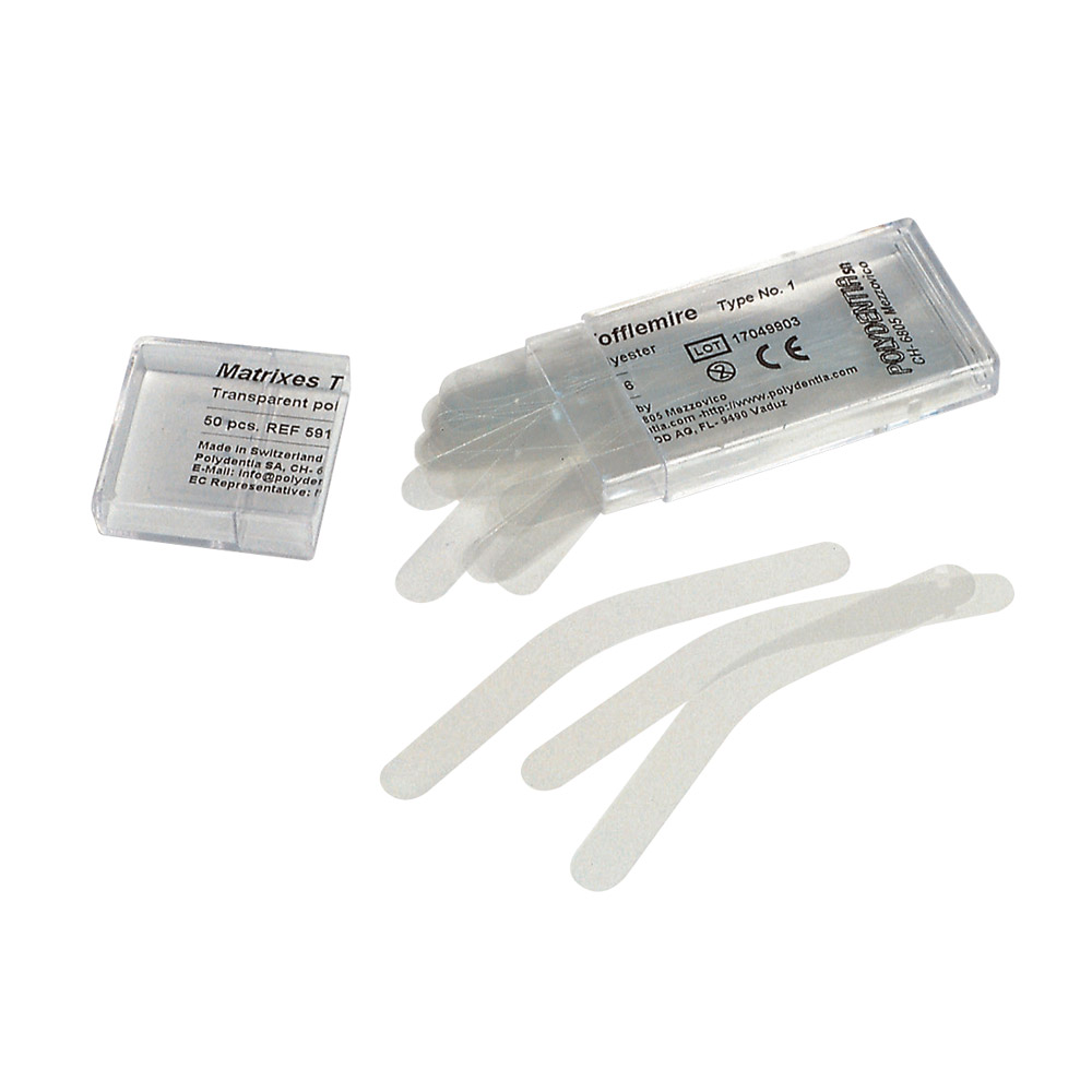 Tofflemire-matricer transparente 5,5 mm, 50 stk.