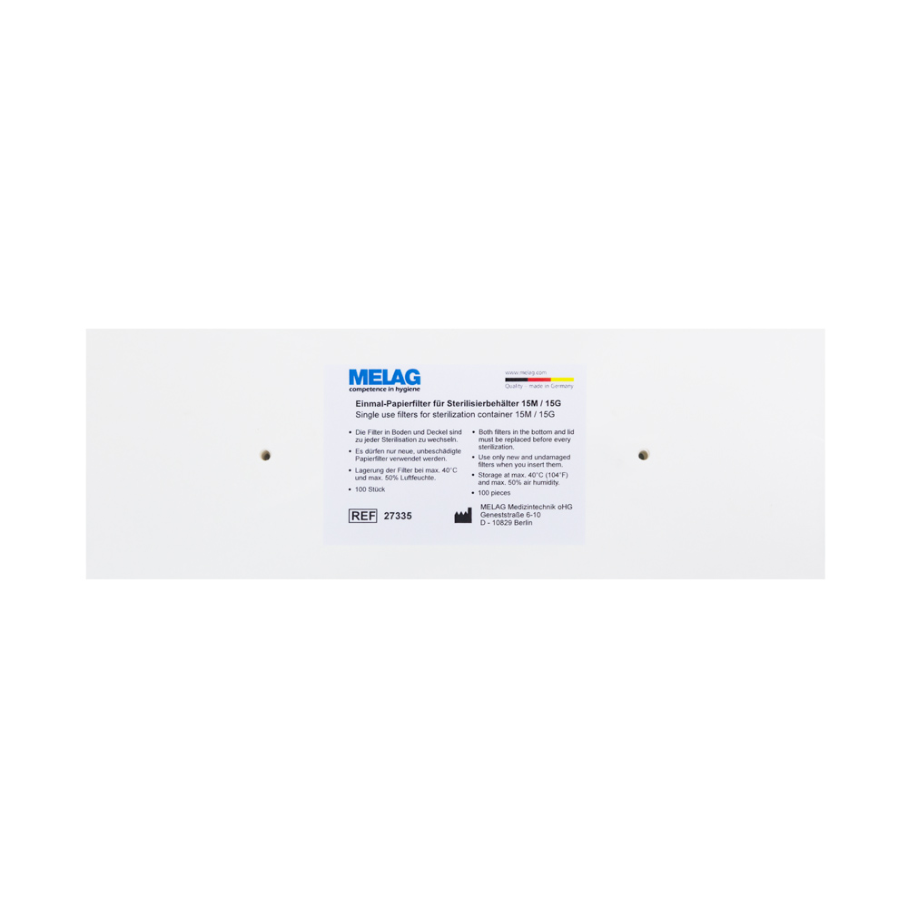 Papirfilter Steriliseringsbeholder 15M/15G 100 stk.