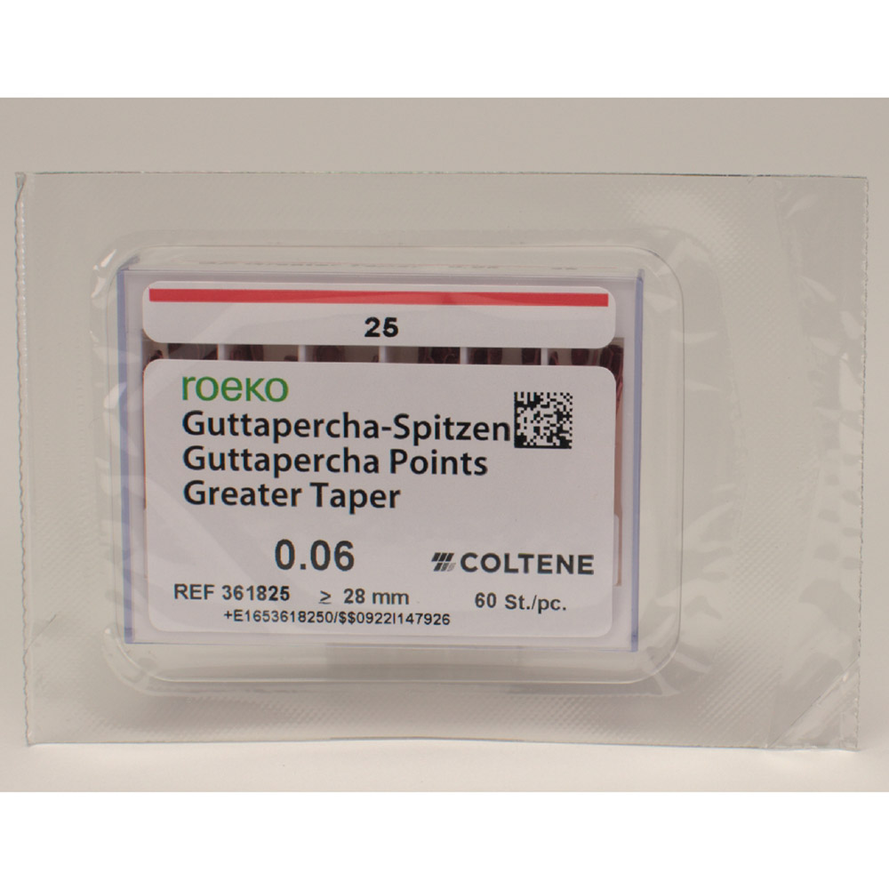 Guttaperchapidser størrelse Taper 6/25, 60 stk.