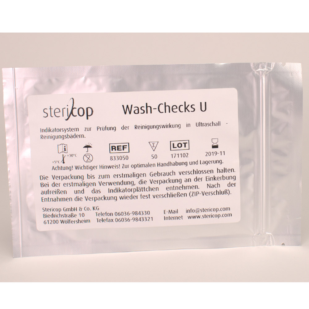 Wash-Checks indikatorplader "U", 50 stk.