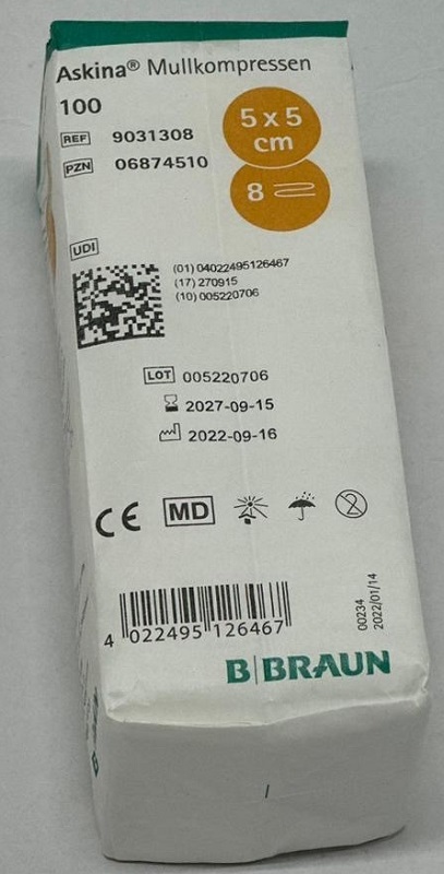 Askina Mullkompresser 5 x 5 cm usterile, 100 stk.