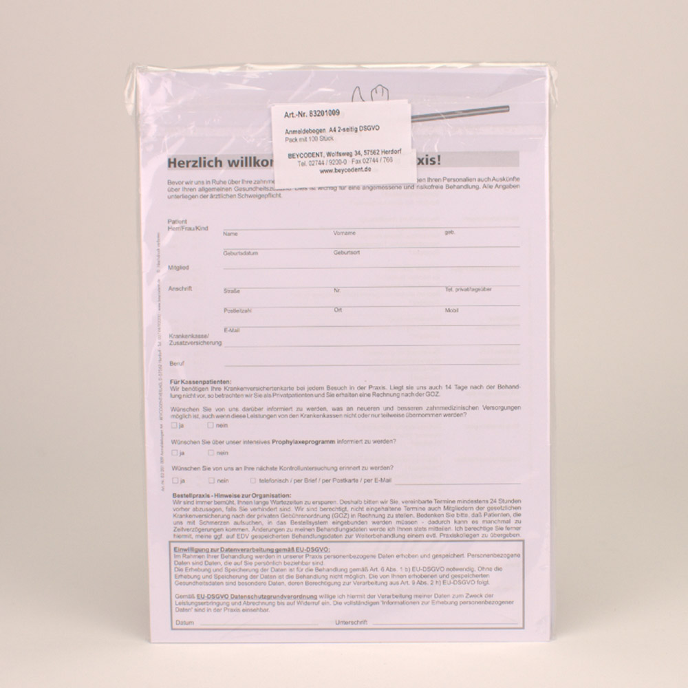Tilmeldingsformular + Anamnese 2-sidet, blok