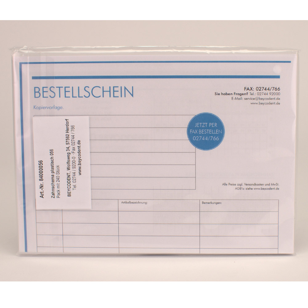 Tanddiagram plastisk 84000056, 240 stk.