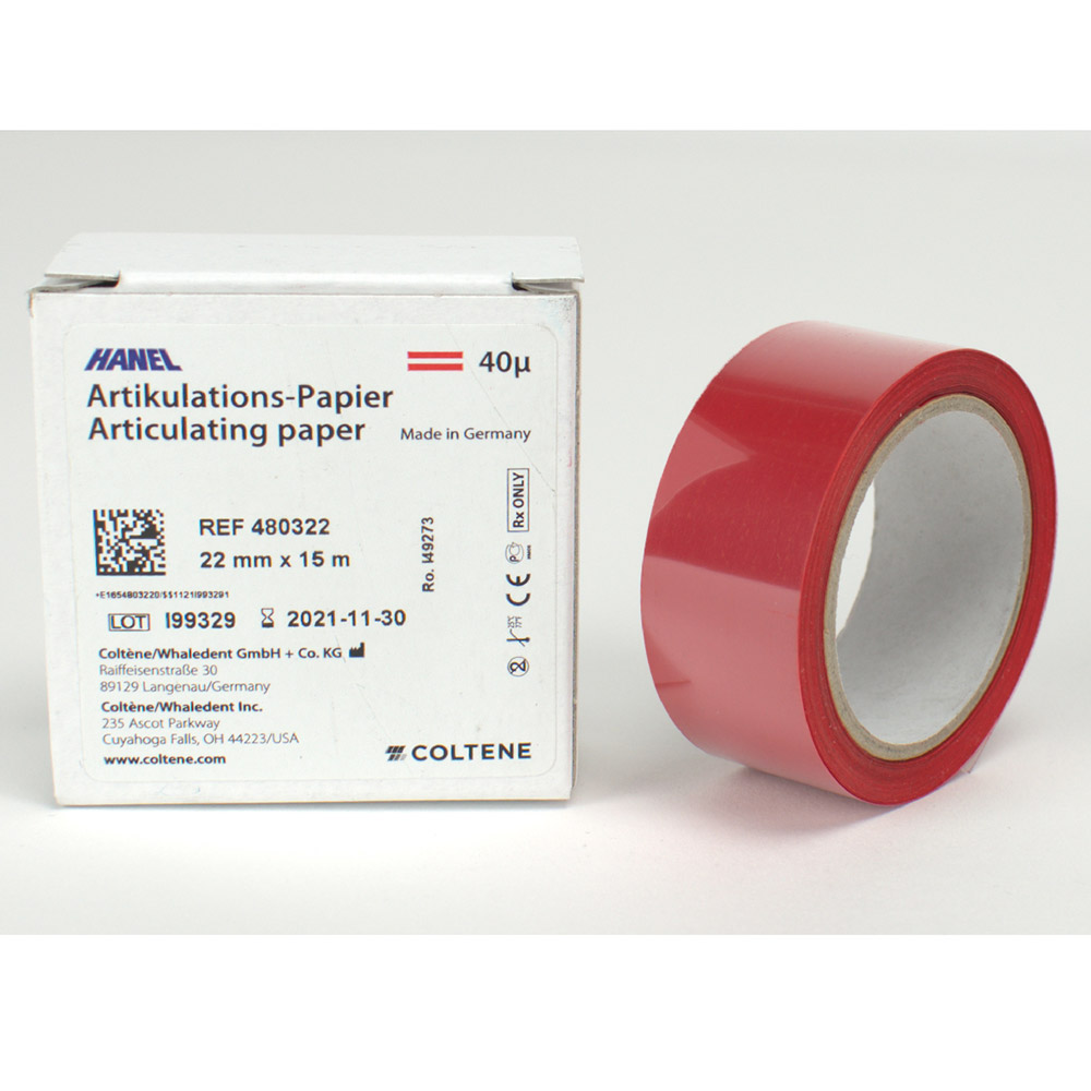 Artikulationspapir rød 22 mm 40 my, 15 m rulle