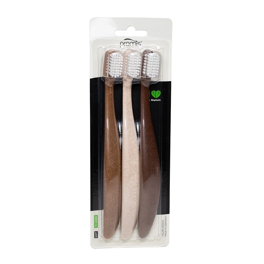 Promis Tandbørster Wood Trio 3 stk.