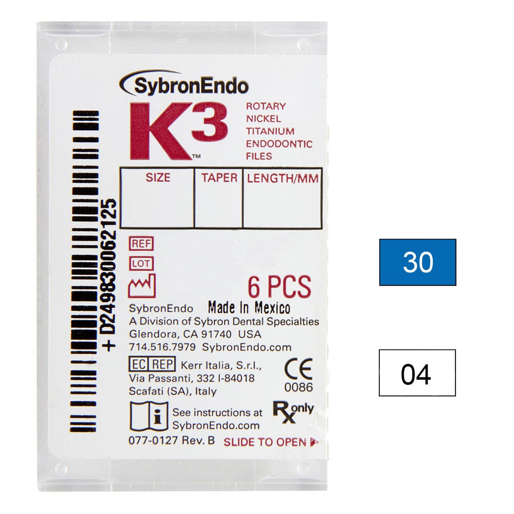 K3 NiTi-filer .04 Gr.30 30 mm, 6 stk.