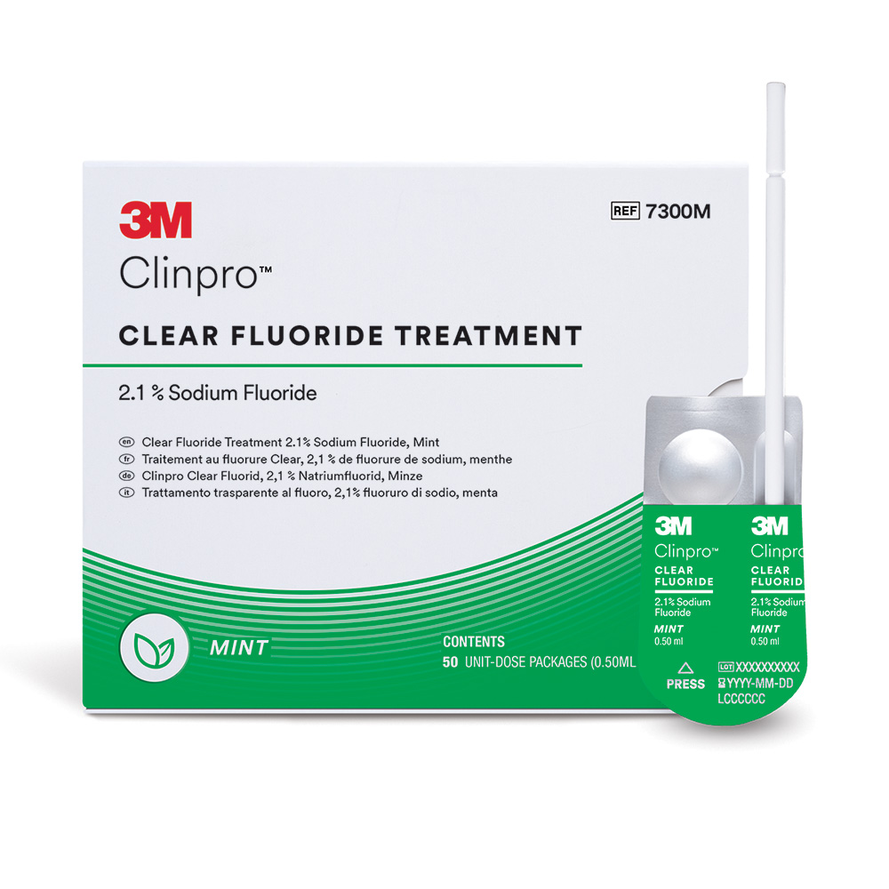 Clinpro Clear Fluorid Mynte L-Pop, pakke med 50 x 0,5 ml