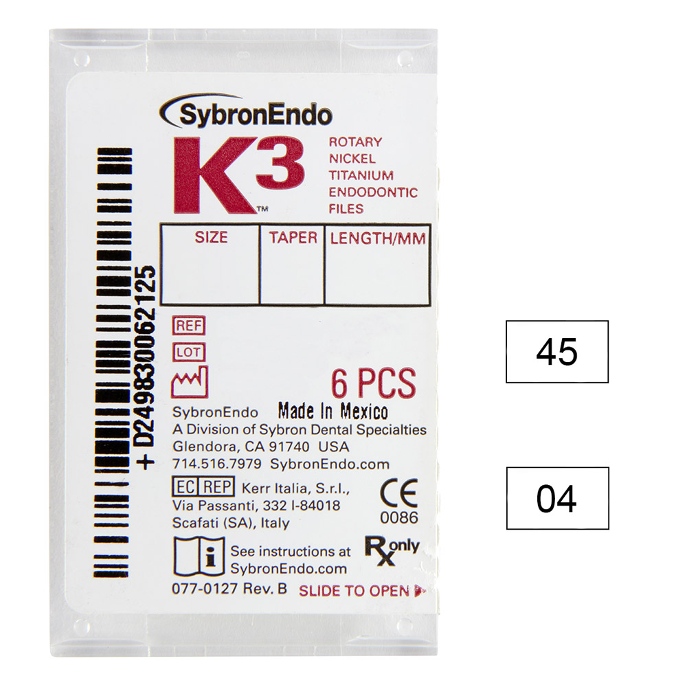 K3 NiTi-filer .04 Gr.45 30 mm, 6 stk.