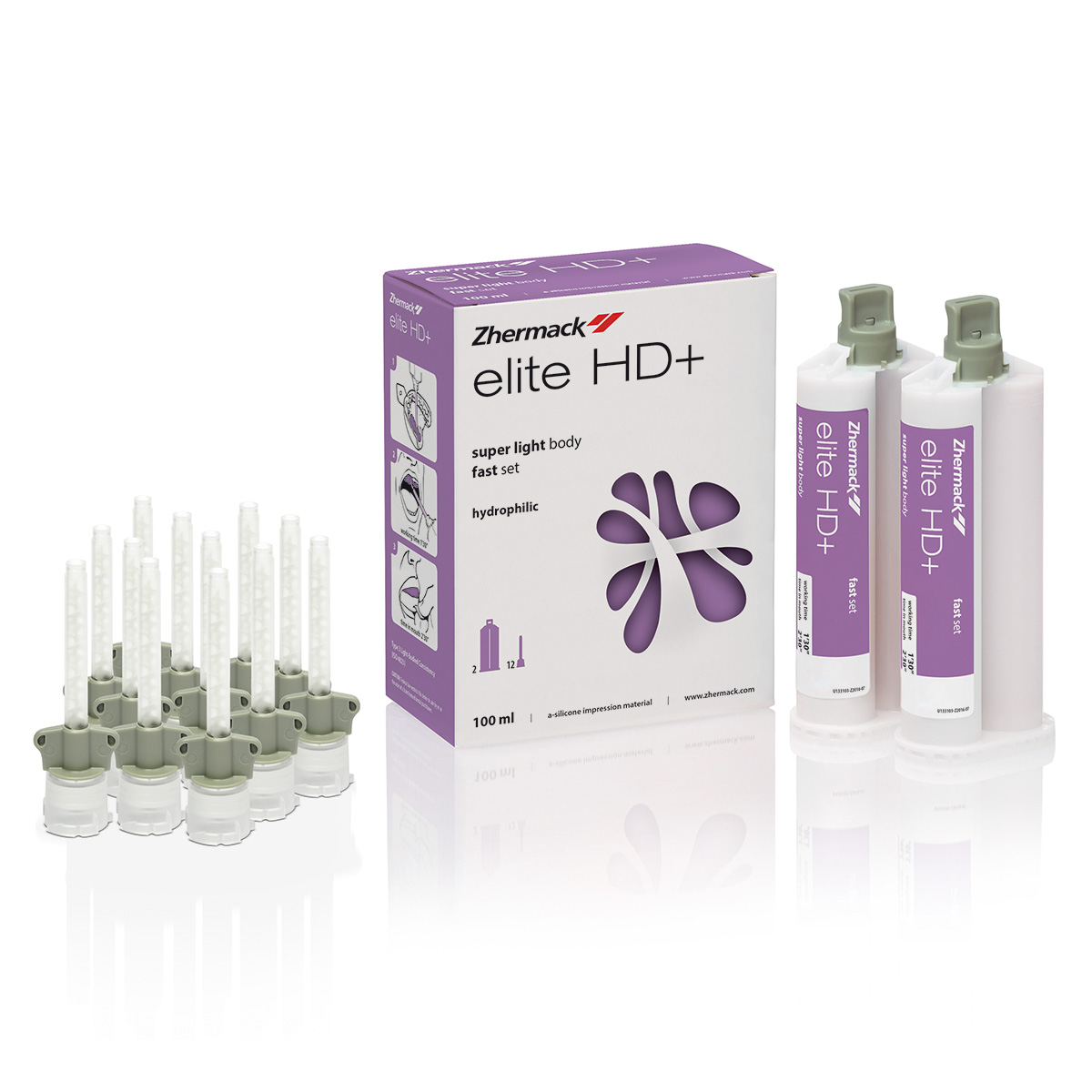 Elite HD+ super let krop hurtigt hærdende, 2 x 50 ml patron, 12 blandetips