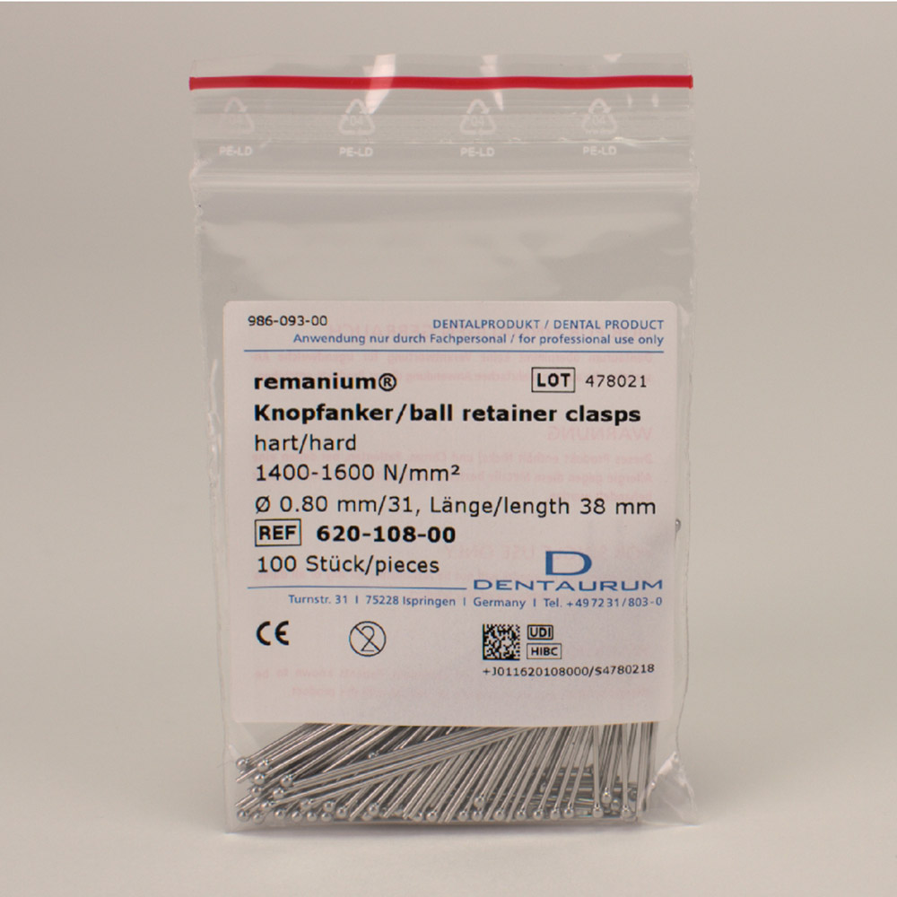 Remanium knapanker hård 0,80 mm, 100 stk.