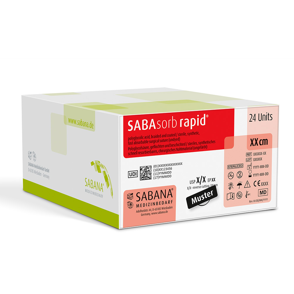 SABAsorb rapid, ufarvet, USP 4-0, 45 cm DS-16, 24 stk.
