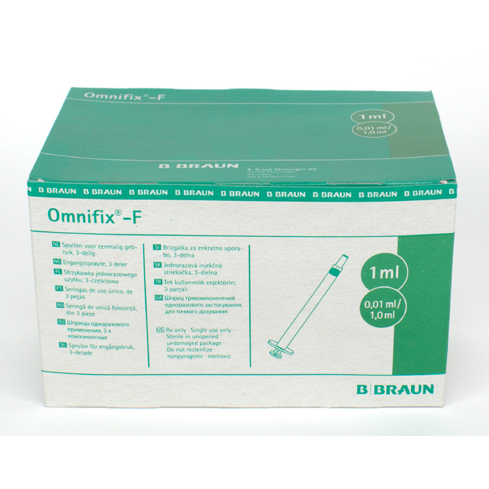 Omnifix F 1 ml sprøjte + kanyle, 100 stk.