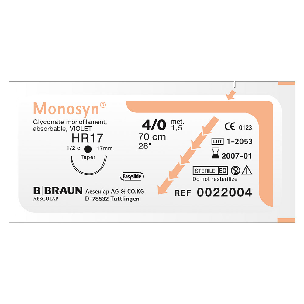 Monosyn violet 4/0 HR17 70 cm, 36 stk.