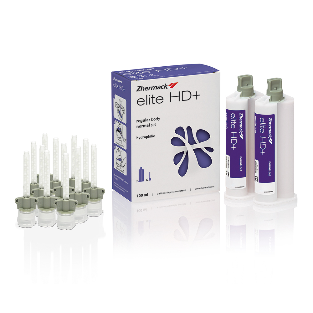 Elite HD+ almindeligt legeme normalt sæt 2 x 50 ml patron, 12 blandetips