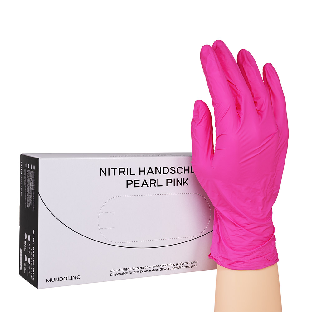 Mundoline nitrilhandsker Pearl str. S pink, 100 stk.