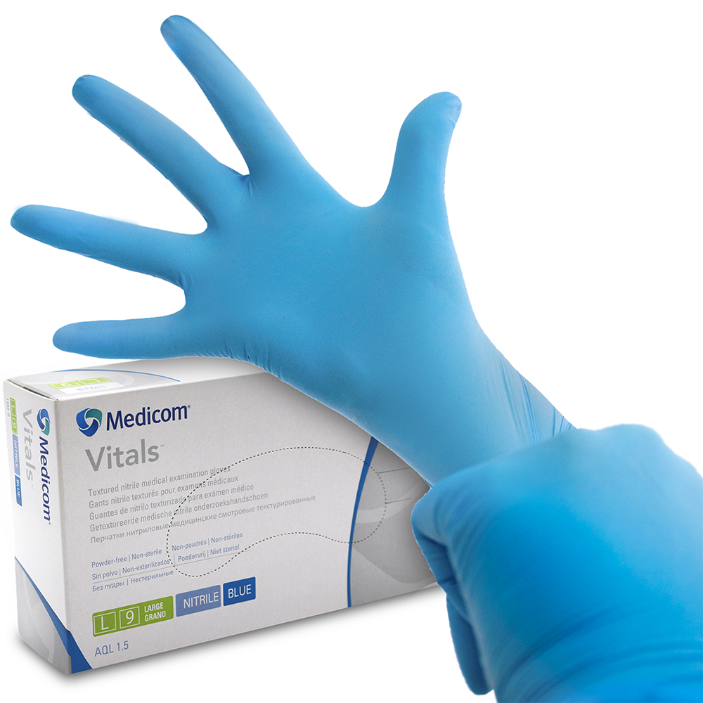 SafeTouch Advanced Vitals nitrilhandsker, pudderfri, blå, str. S, 100 stk.