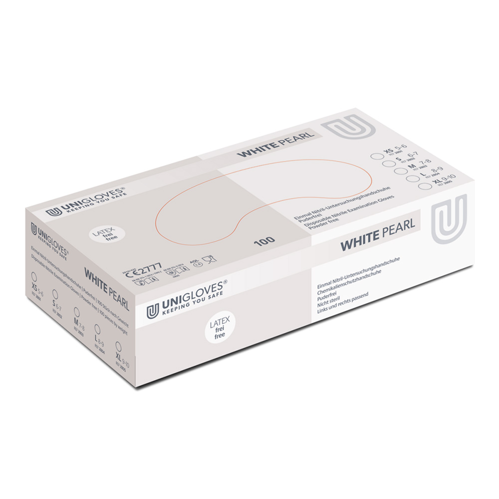 Nitril White Pearl handsker XS, 100 stk.