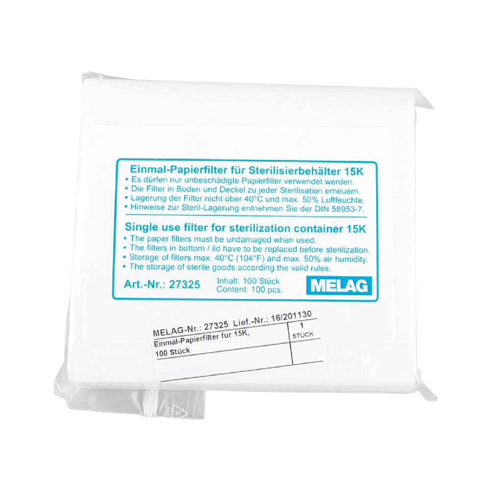Papirfilter Melag Steriliseringsbeholder 15K, 100 stk.