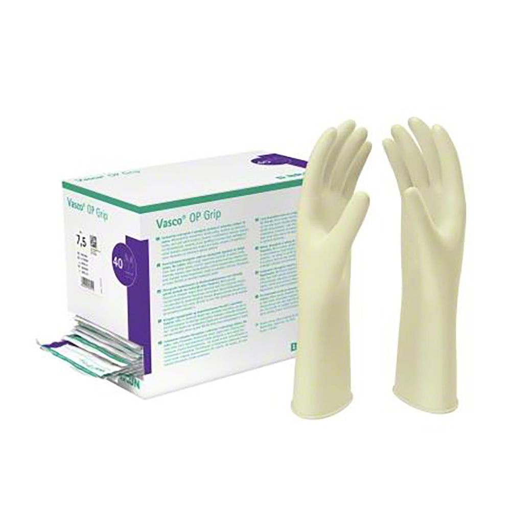 Vasco OP Grip Latexhandske pudderfri str. 7,5, 40 par