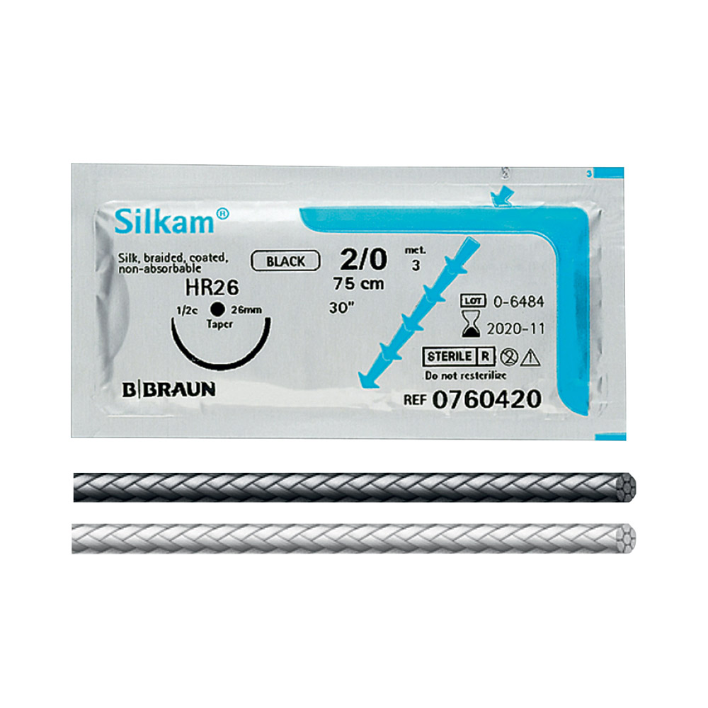 Silkam sort HR22 3/0 75 cm, 12 stk.