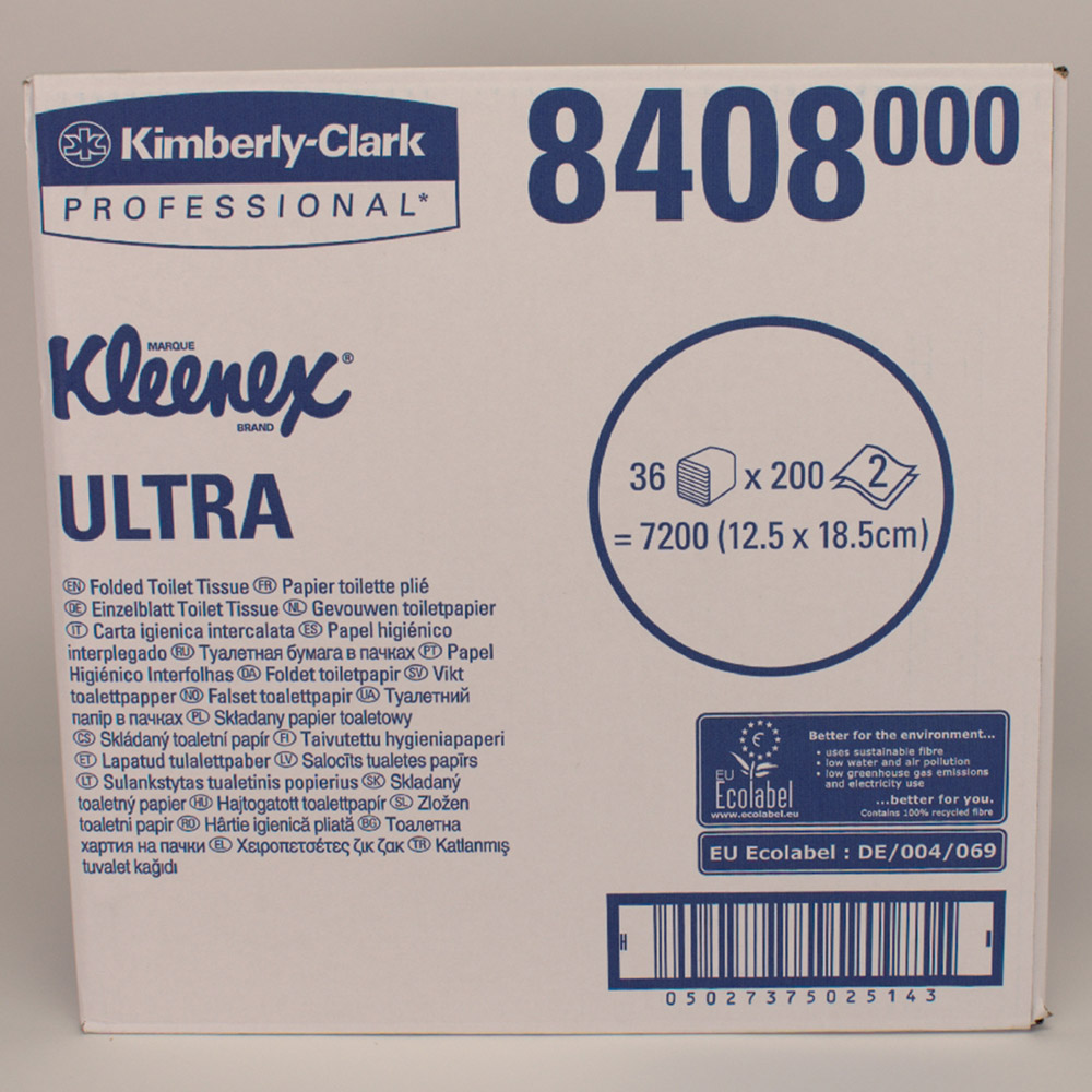 Kleenex ultra toiletpapir enkeltark 2-lags, karton