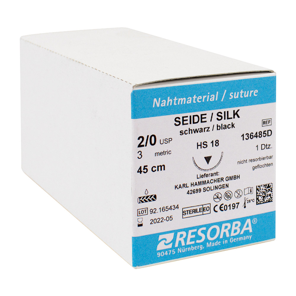 Resorba silke sort 3/0 HR22, 12 stk.
