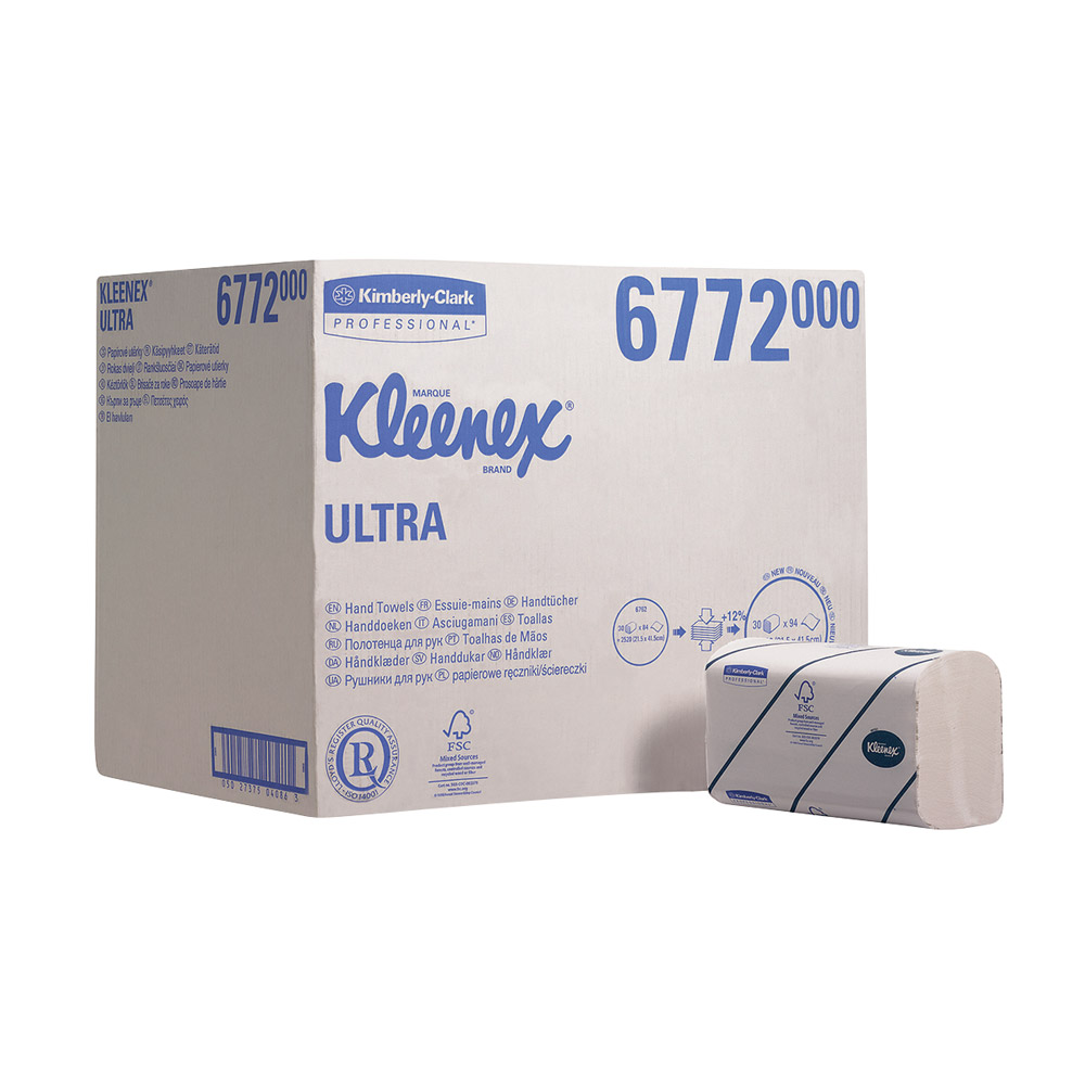 Kleenex ultra hvid 2-lags 21,5 x 41,5, karton