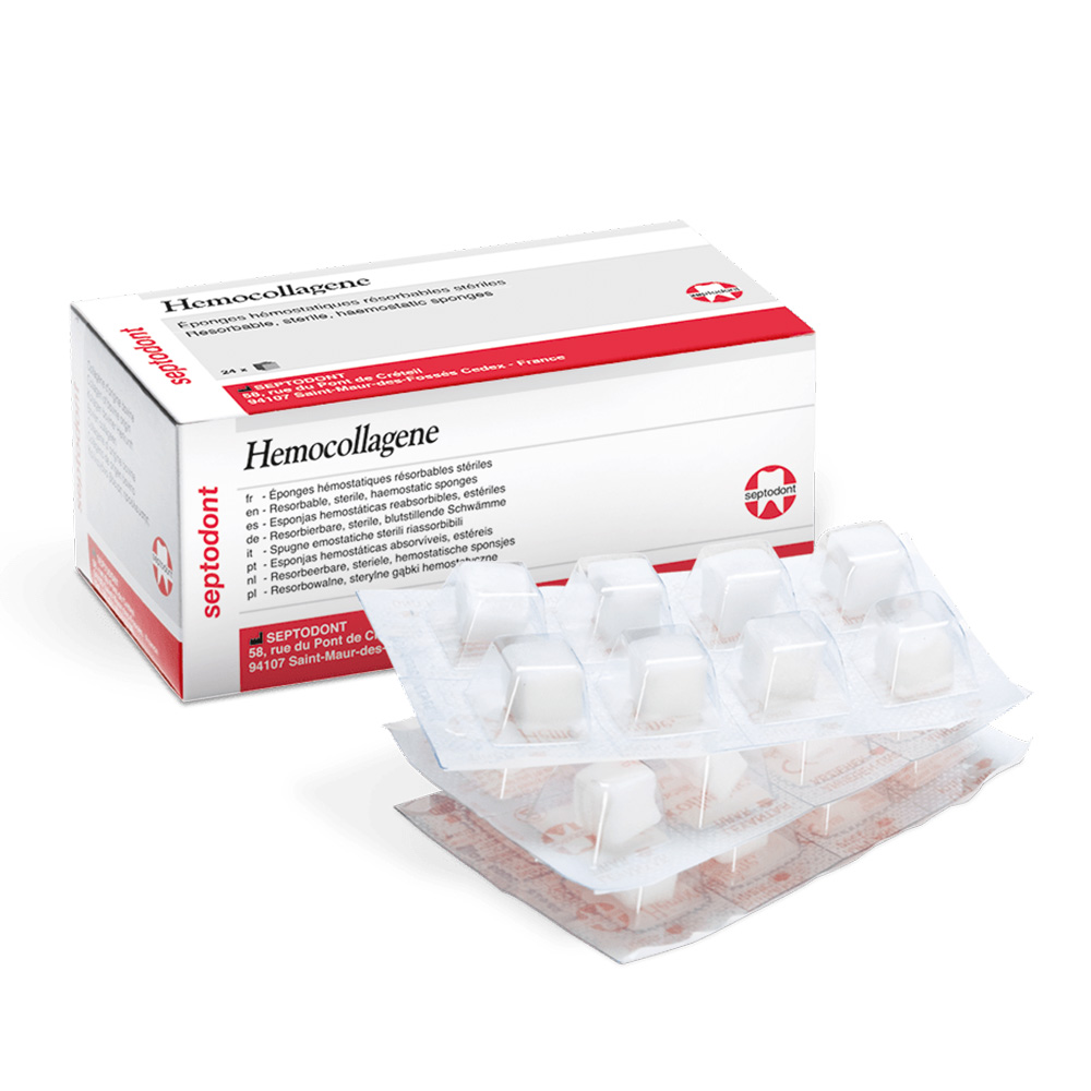 Hemocollagene svampe 13 × 13 × 8 mm, pakke med 24 stk.