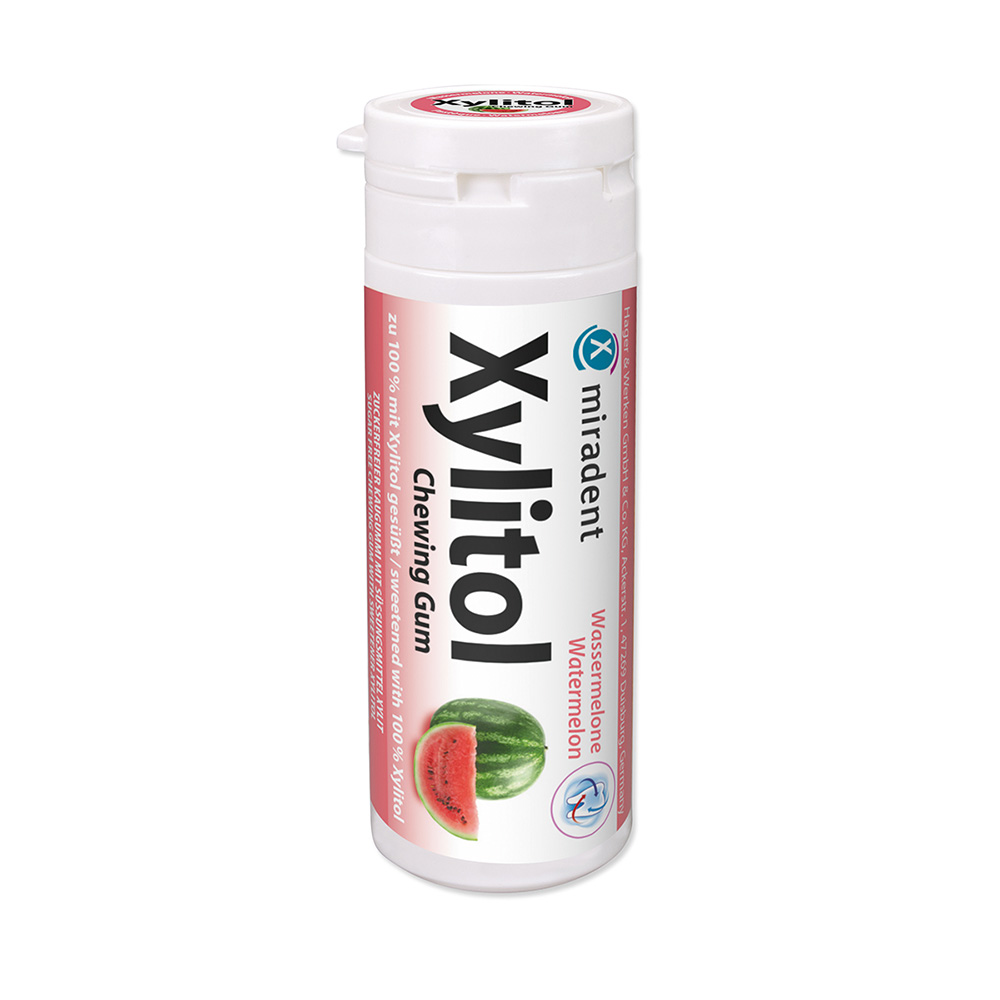 miradent Xylitol tyggegummi melon, 30 stk. dåse