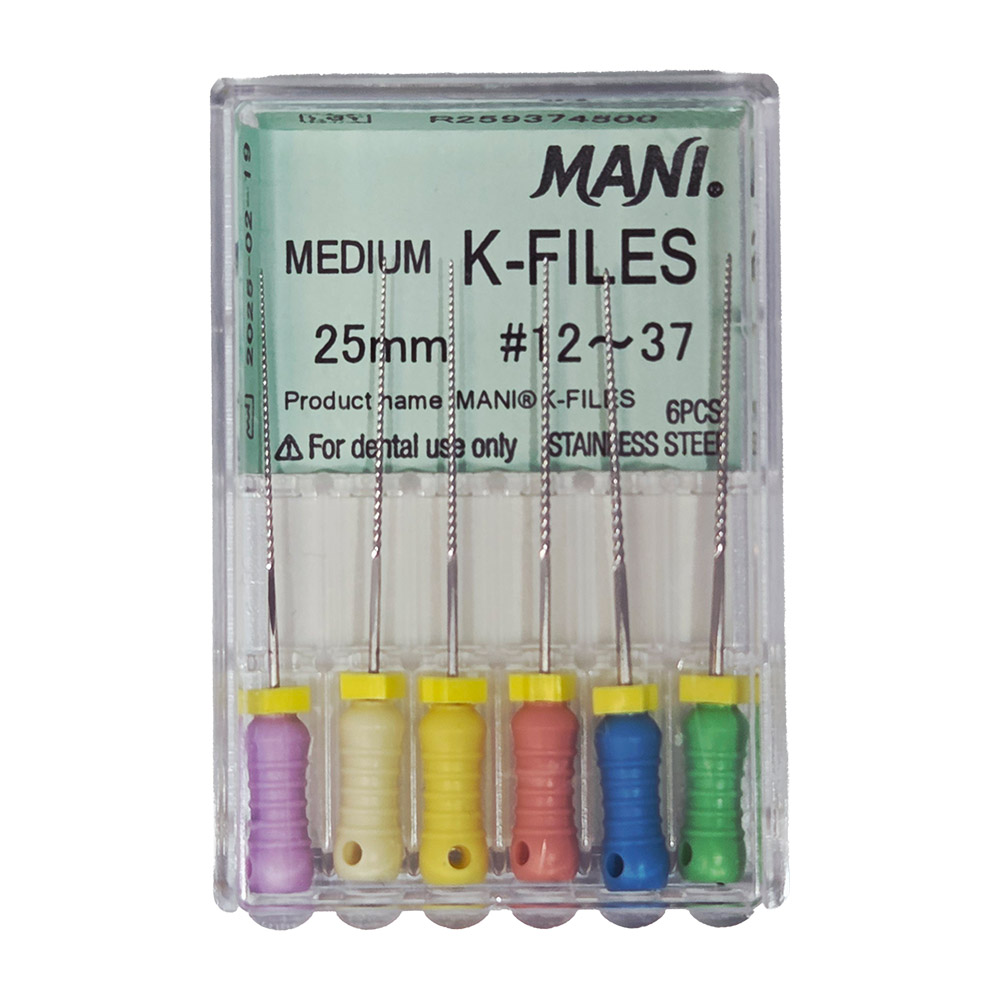 MANI MEDIUM K-FILER 25 mm #12-37, 6 stk.