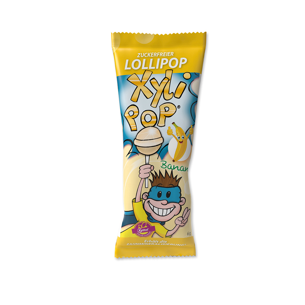 miradent XyliPOP Lolli Banan, 50 x 6 g pakke