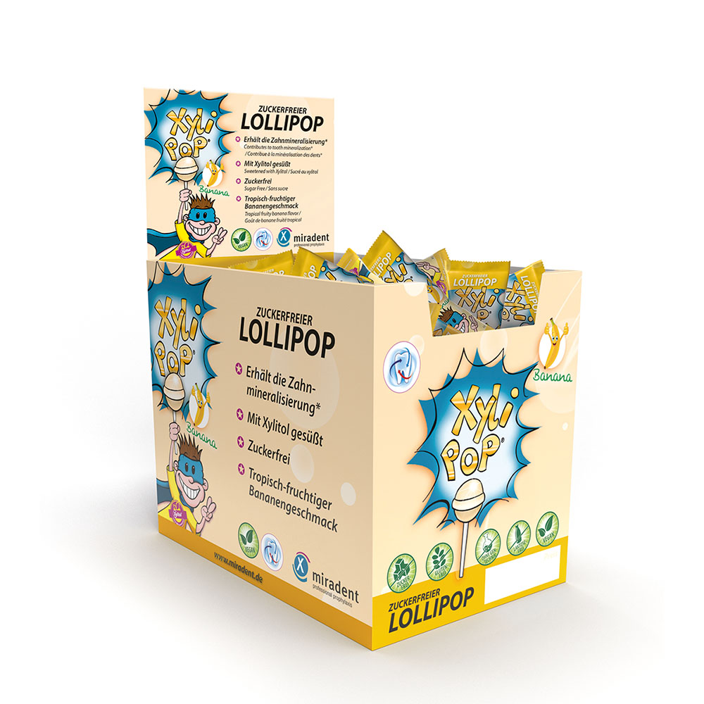 miradent XyliPOP Lolli Banan, 50 x 6 g pakke