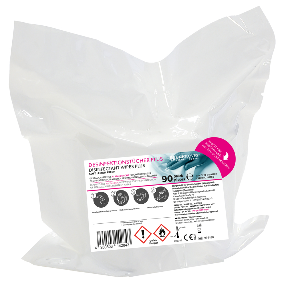 Desinfektionservietter Plus Soft citron, 2 x 90 servietter rulle