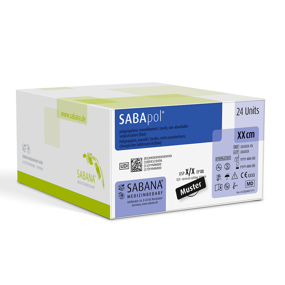 SABApol blå USP 5-0 45 cm DS-16, 24 stk.