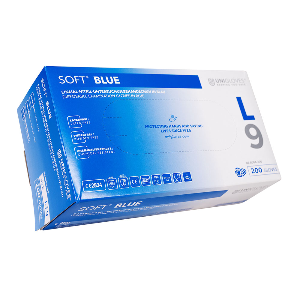 Soft Blue nitrilhandsker latexfri XL, 200 stk.