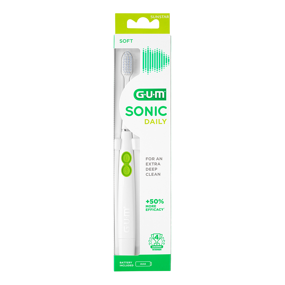 Gum SONIC Daily tandbørste hvid, stk.