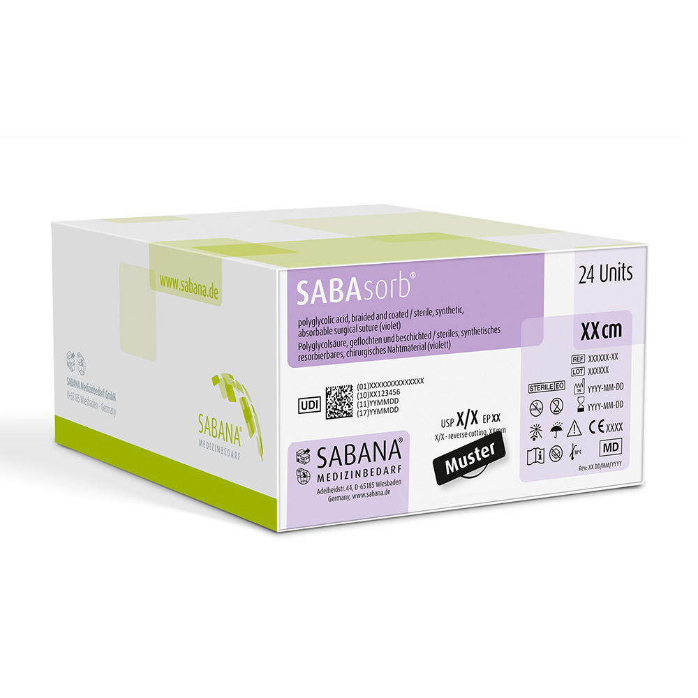 SABAsorb, violet, USP 5-0, 45 cm DS-18, 24 stk.