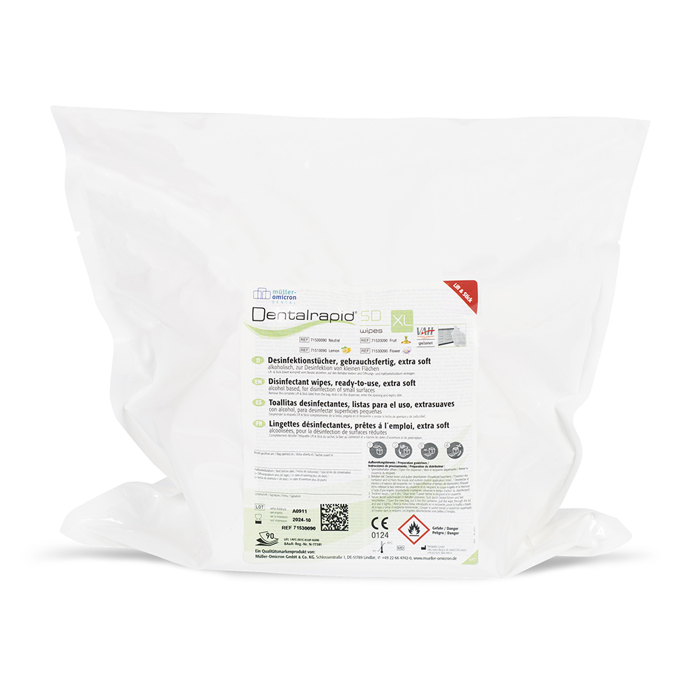 Dentalrapid SD wipes XL frugt, 2 x 90 ark rulle