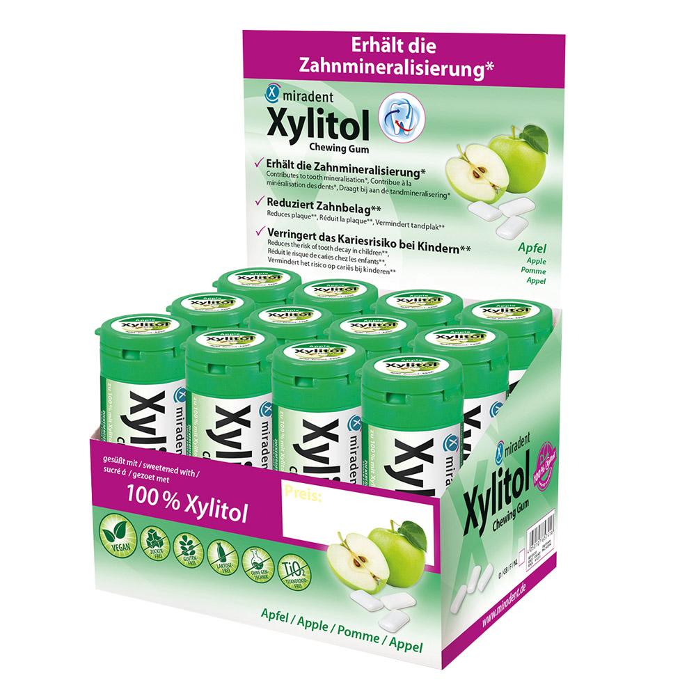 Xylitol Tyggegummi til Børn Æble, 12 x 30 stk. dåse