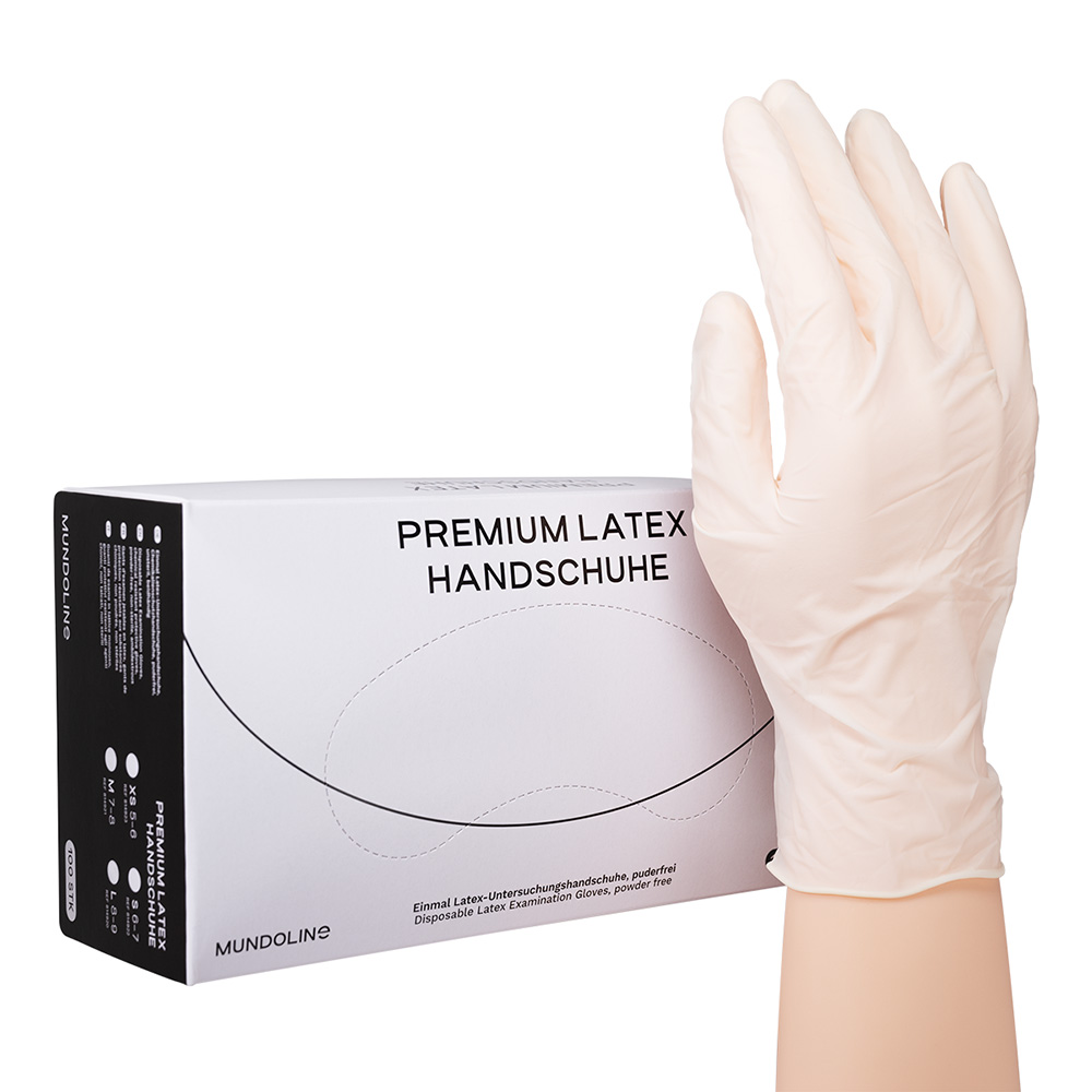 Mundoline Premium latexhandsker str. M, 100 stk.