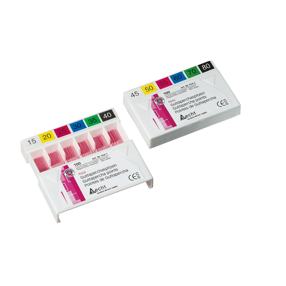 Guttaperchapidser rosa 934 str.15-40 sorteret, 100 stk.