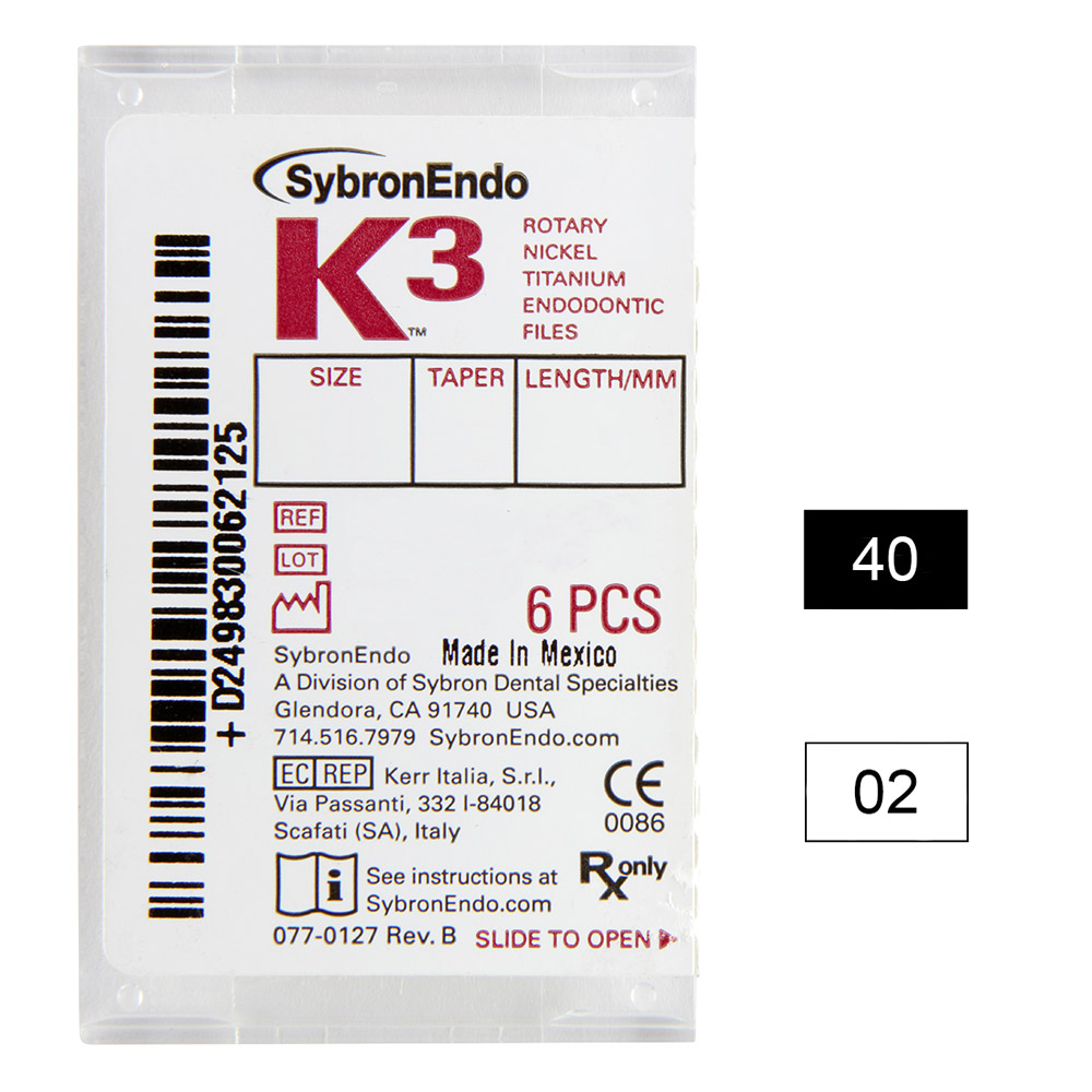 K3 NiTi-filer .02 Gr.40 30 mm, 6 stk.