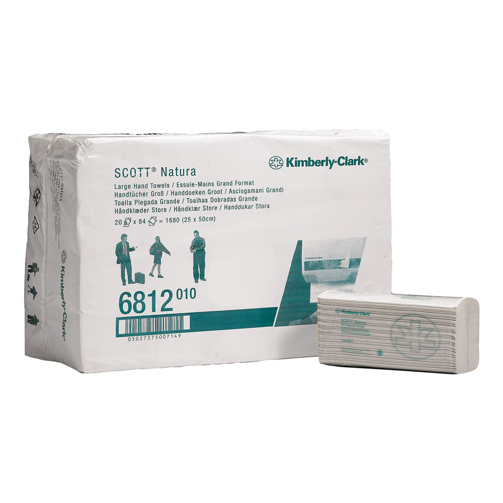 Scott Natura c-falz stor hvid 2-lags 25 x 50, karton