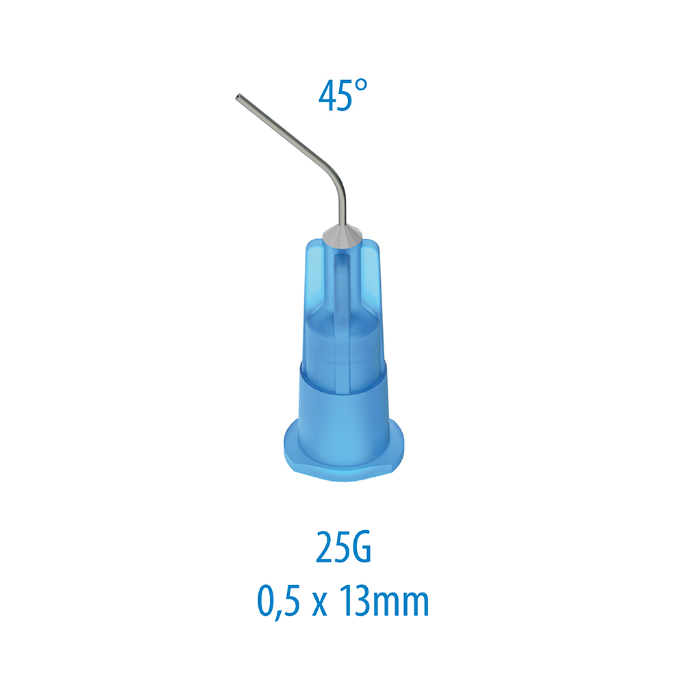 PLULINE applikationskanyler Etch 25G 0,5 x 13 mm 45° blå, 100 stk.