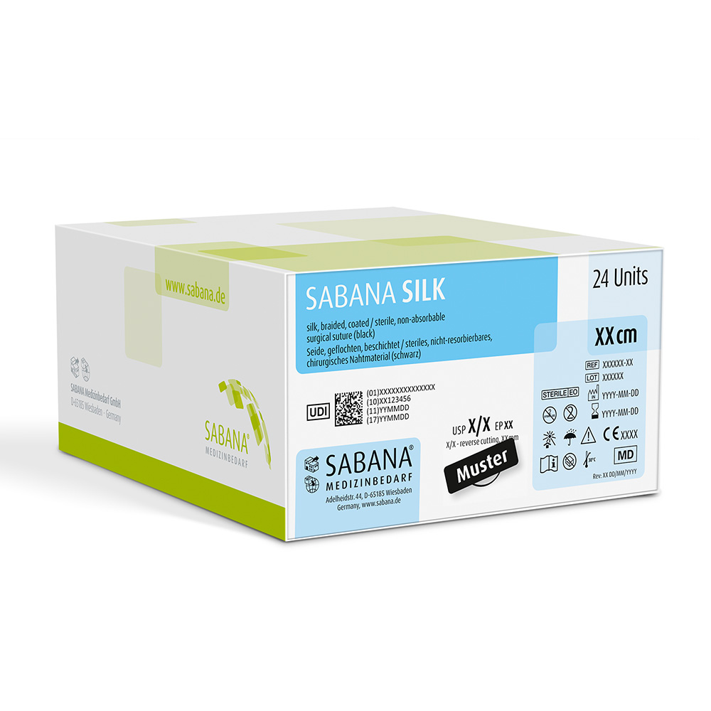 SABANA SILK, sort, USP 3-0, 75 cm HS-26, 24 stk.