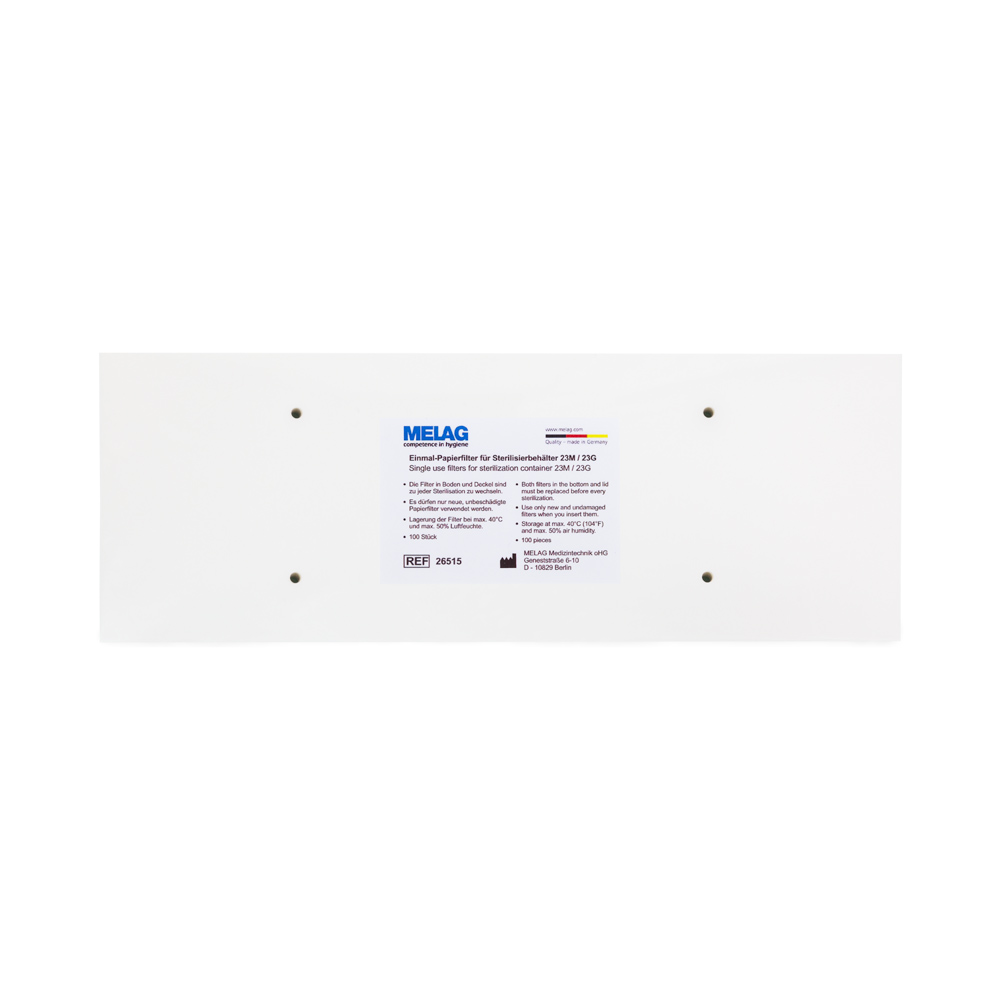 Papirfilter Sterilisationsbeholder 23M/23G 100 stk.