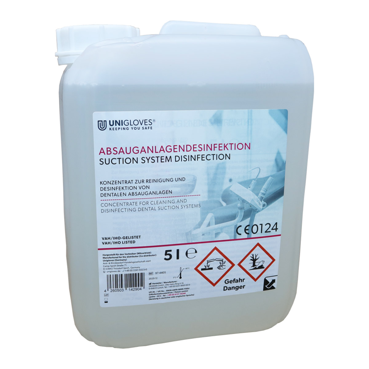 Unigloves udsugningsanlægsdesinfektion, 5 L dunk